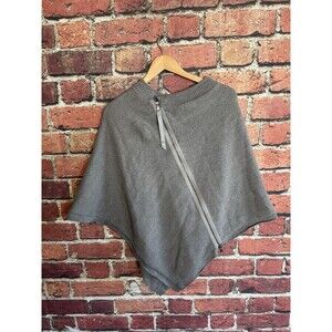 Lululemon Womens O/S On The Go Poncho Double Zip 100% Gray Merino Wool Sweater